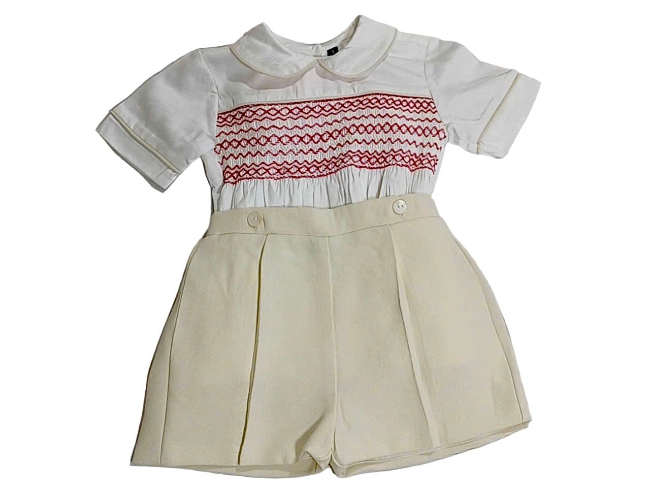 Noél Boys white shirt & Winter Cream pant set