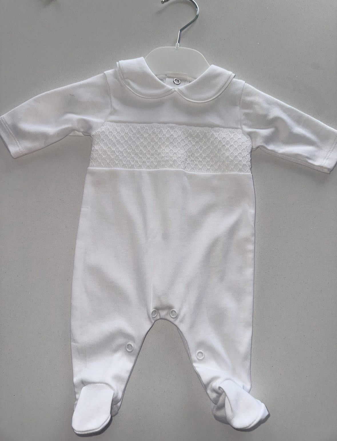 CoCo-White Smocked Babygrow