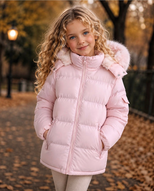 Cindy Hooded Puffer Jacket with Faux Fur Hood