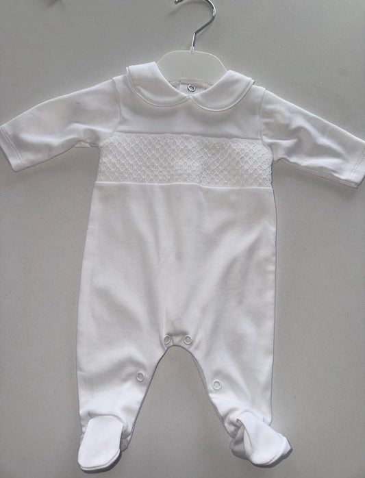 CoCo-White Smocked Babygrow